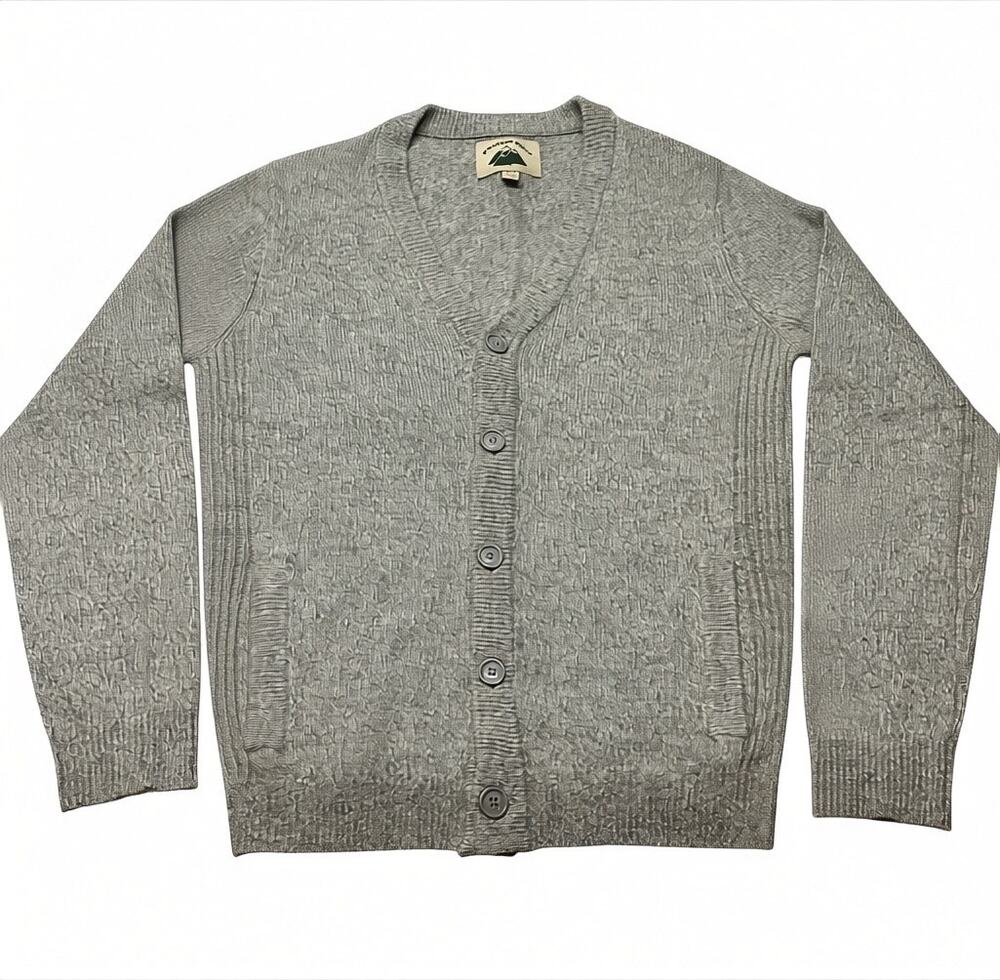 O’Hanlon Mills Cardigan Lambswool Gray Button Front Grandpa Knit Sweater Mens S